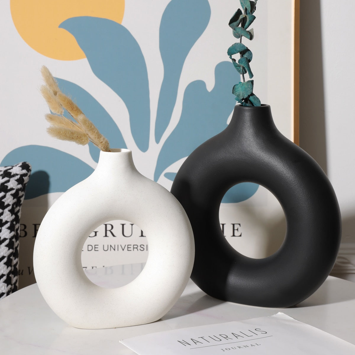 Nordic Round Hollow Ceramic Vase