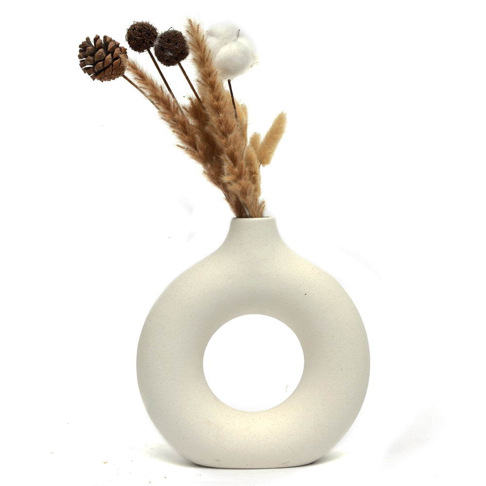 Nordic Round Hollow Ceramic Vase